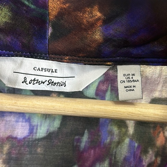 & Other Stories Watercolor Ruffle Midi Wrap Dress Womens Size 4 Boho - Picture 12 of 16